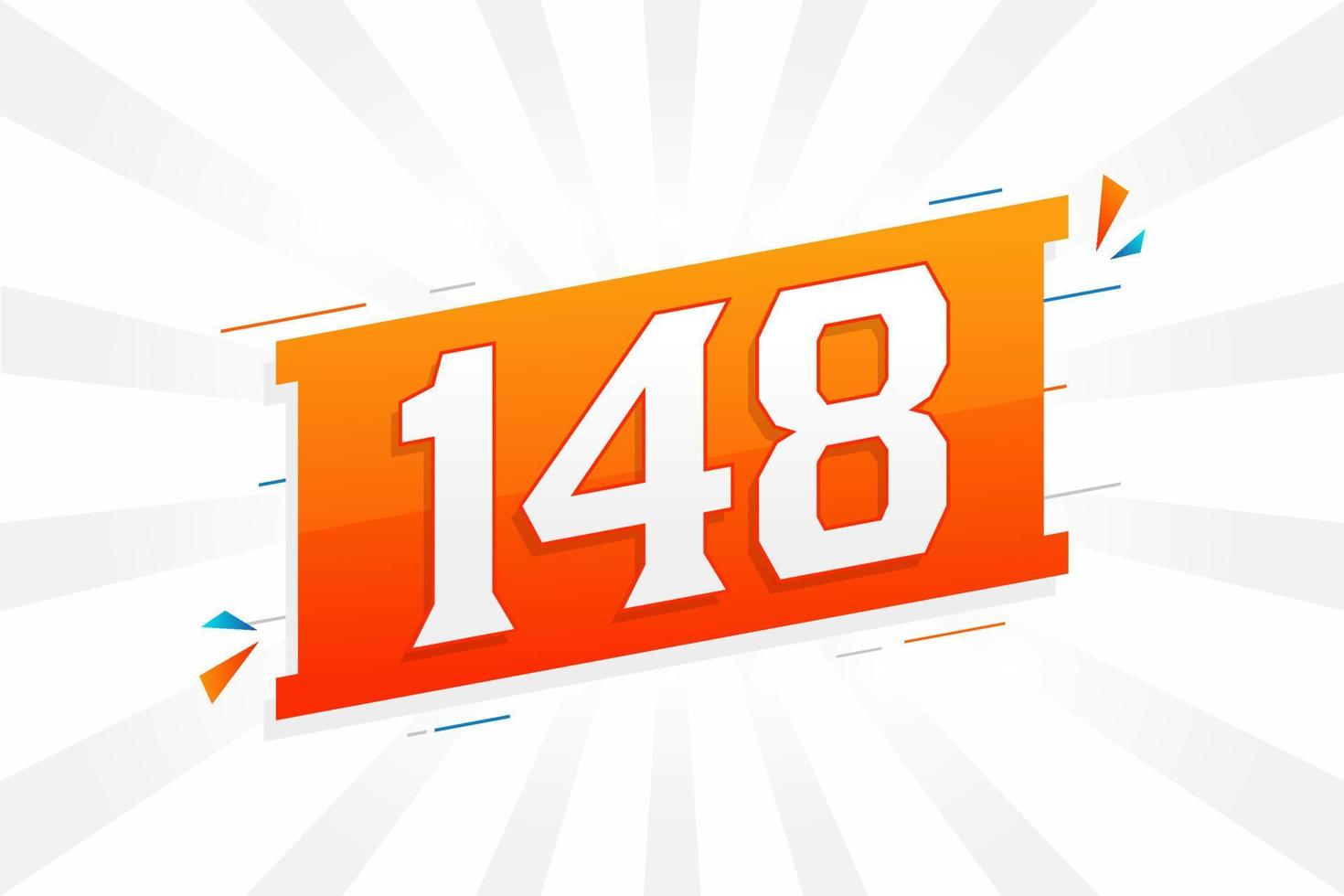 148 number vector font alphabet. Number 148 with decorative element stock vector