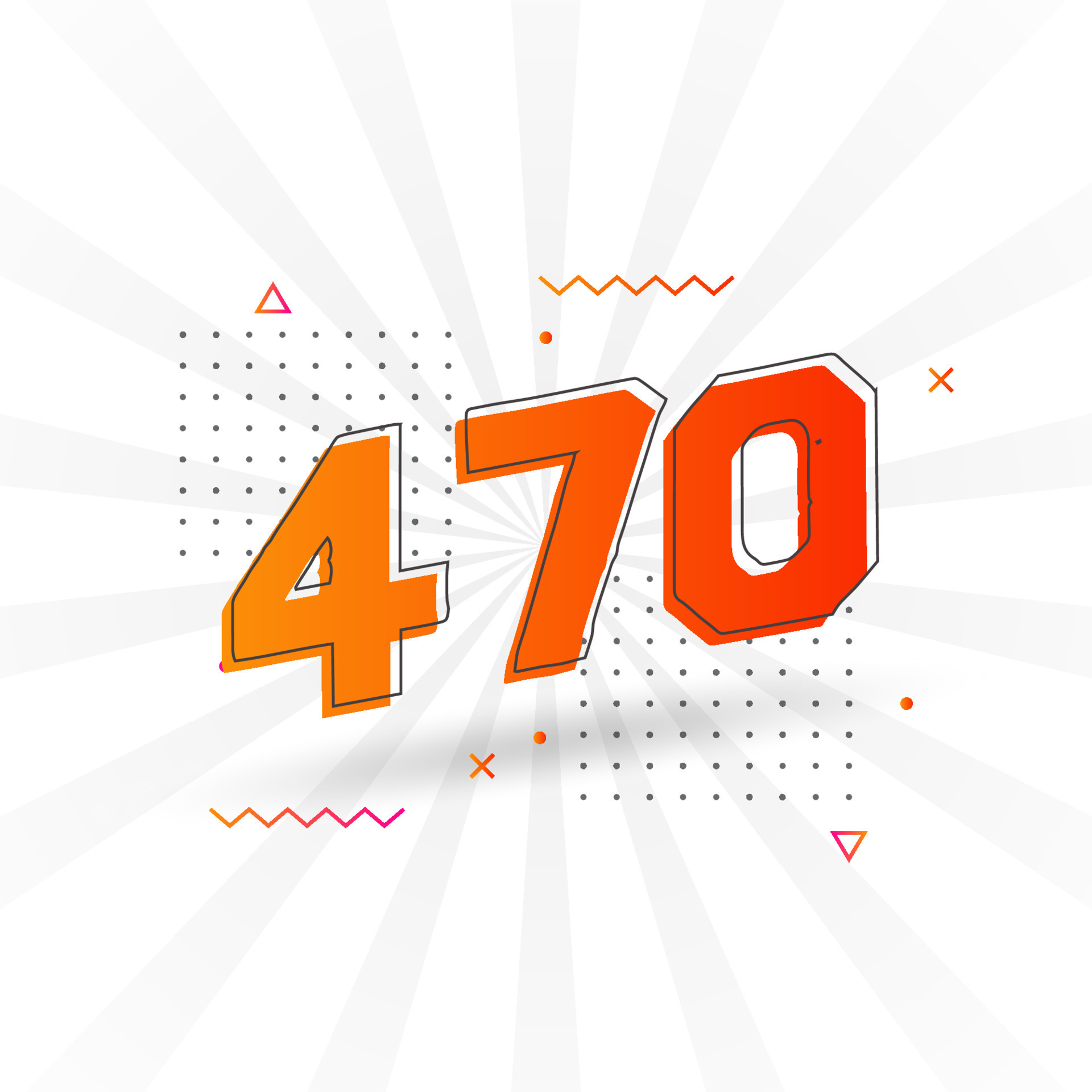 470 number vector font alphabet Number 470 with decorative element