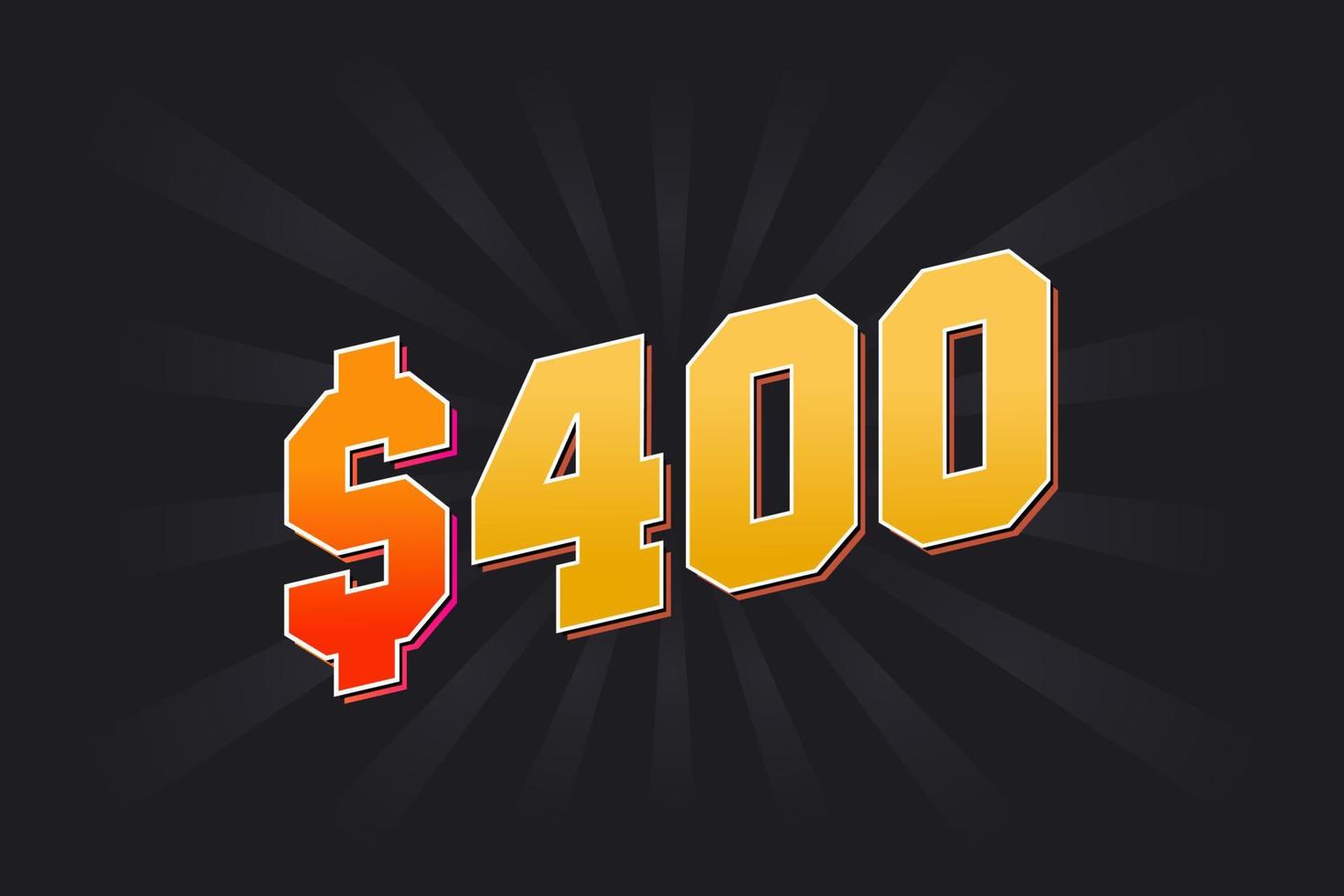 400 Dollar American Money vector text symbol. 400 USD United States Dollar stock vector