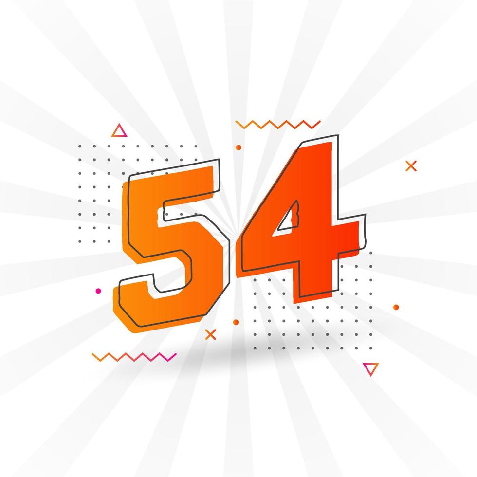 Alfabeto de fuente vectorial de 54 números. número 54 con vector de stock de elemento decorativo
