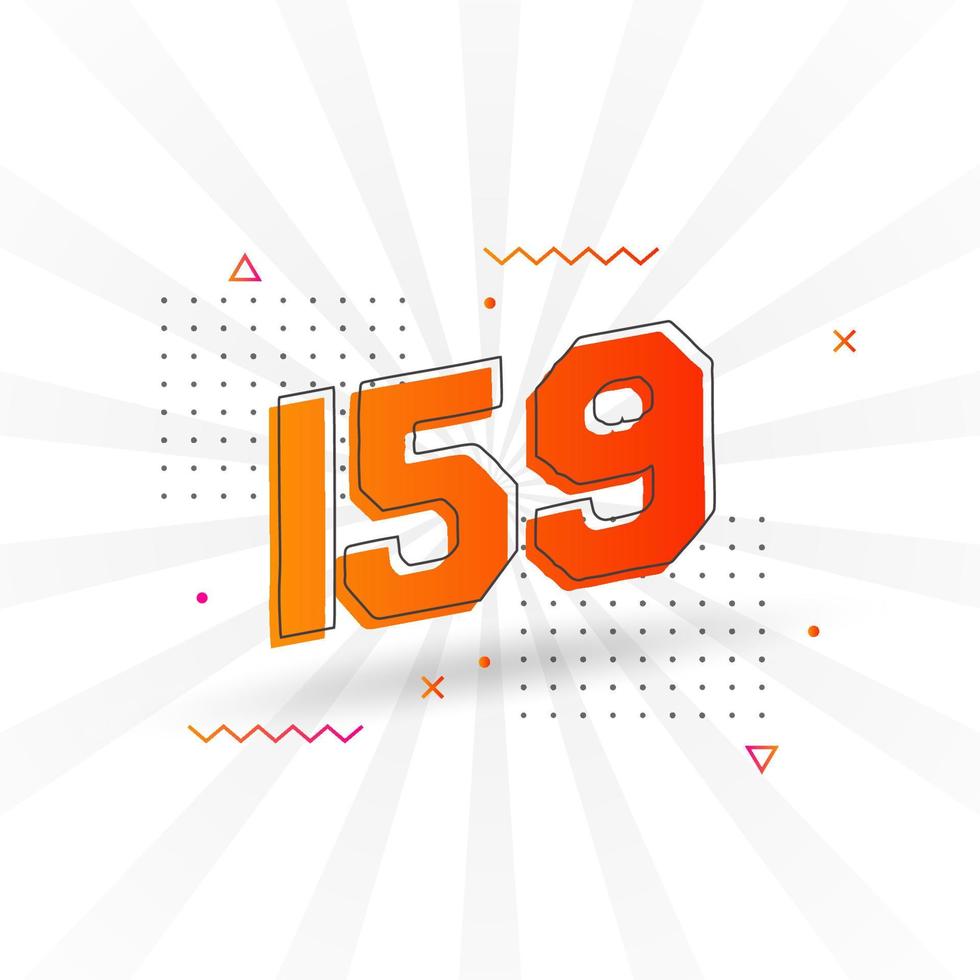 159 number vector font alphabet. Number 159 with decorative element stock vector
