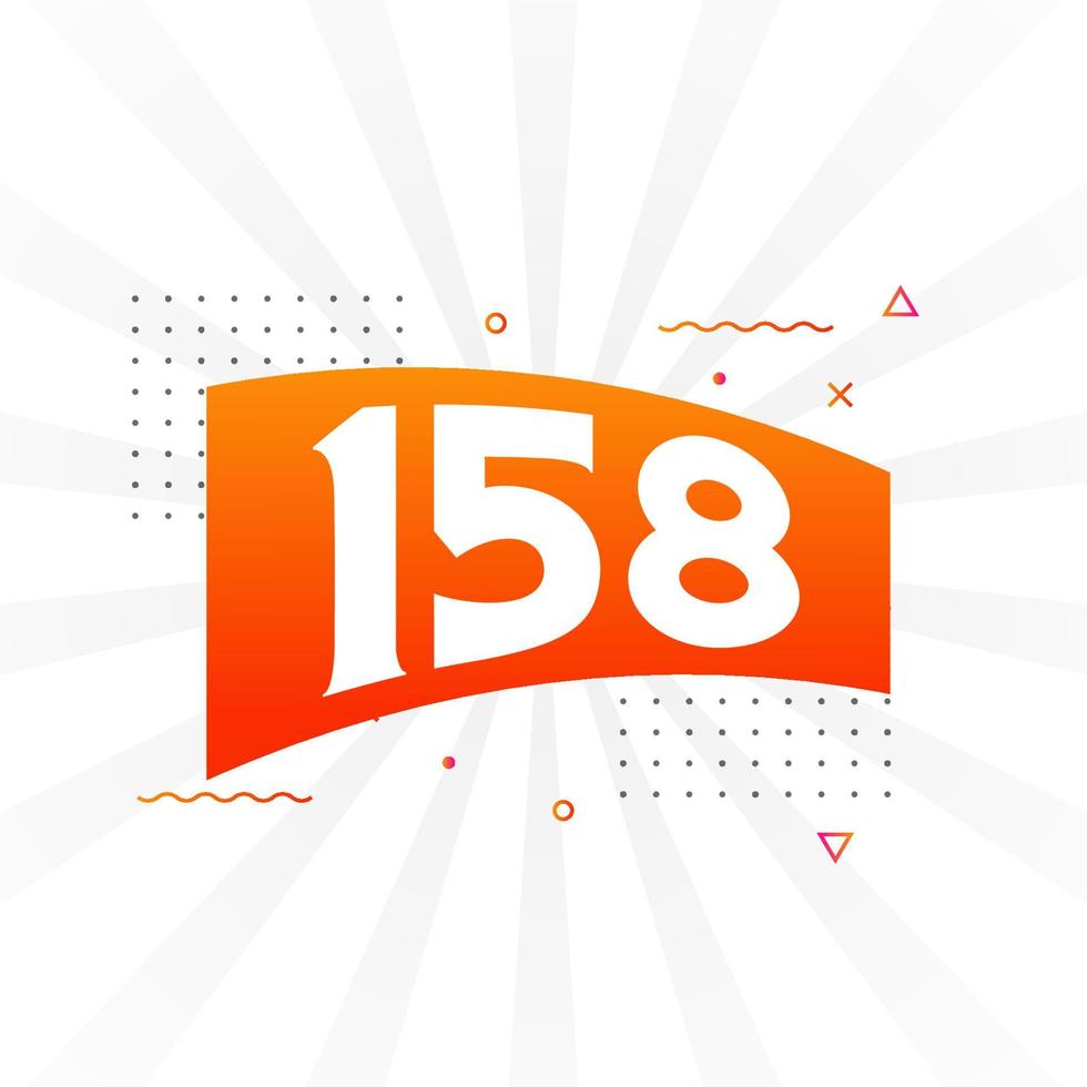 158 number vector font alphabet. Number 158 with decorative element stock vector