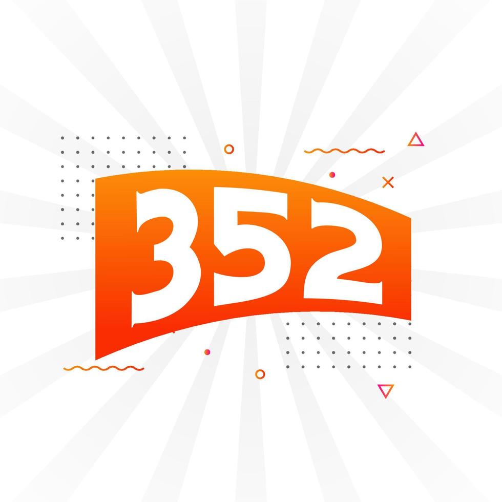 Alfabeto de fuente vectorial de 352 números. número 352 con elemento