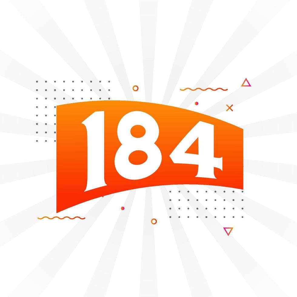 184 number vector font alphabet. Number 184 with decorative element