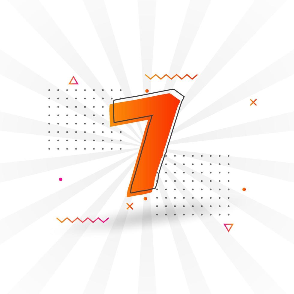 7 number vector font alphabet. Number 7 with decorative element stock vector