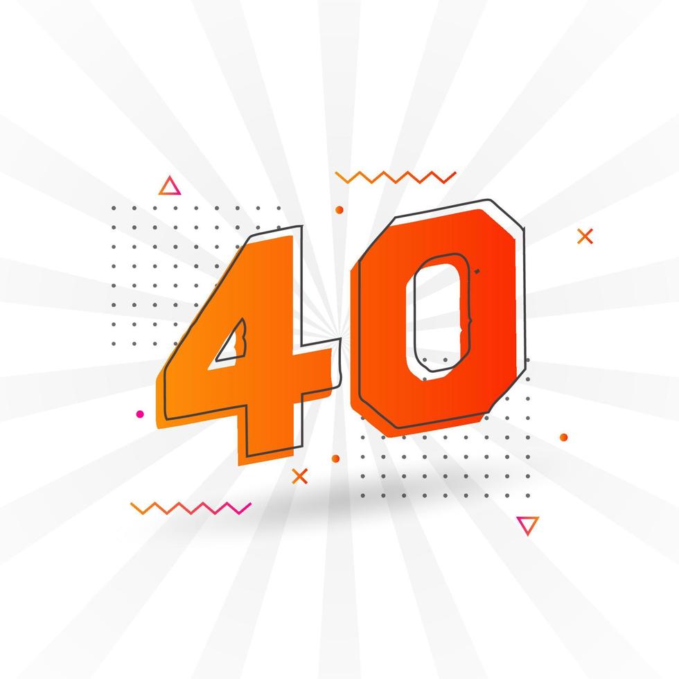 Alfabeto de fuente vectorial de 40 números. número 40 con vector de stock de elemento decorativo