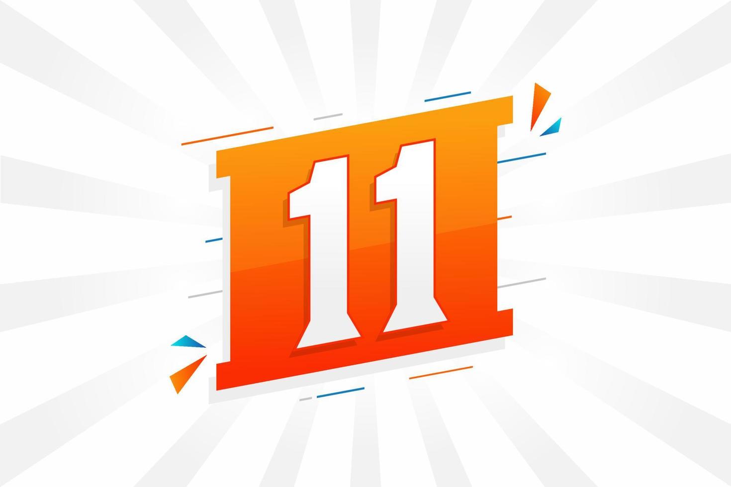 11 number vector font alphabet. Number 11 with decorative element stock vector