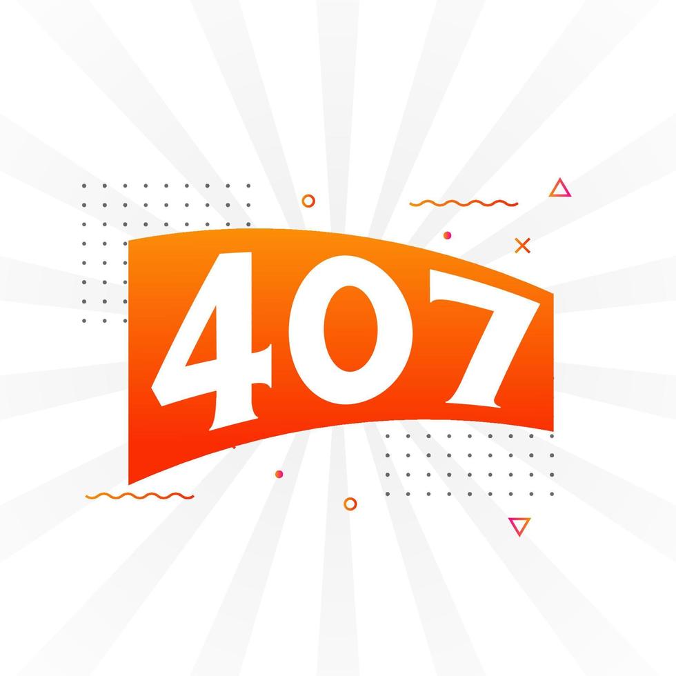 407 number vector font alphabet. Number 407 with decorative element ...