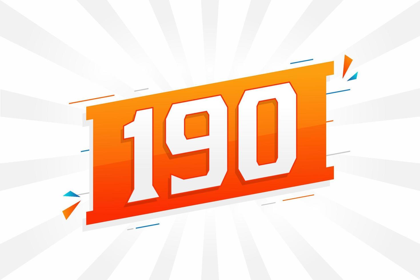 190 number vector font alphabet. Number 190 with decorative element stock vector