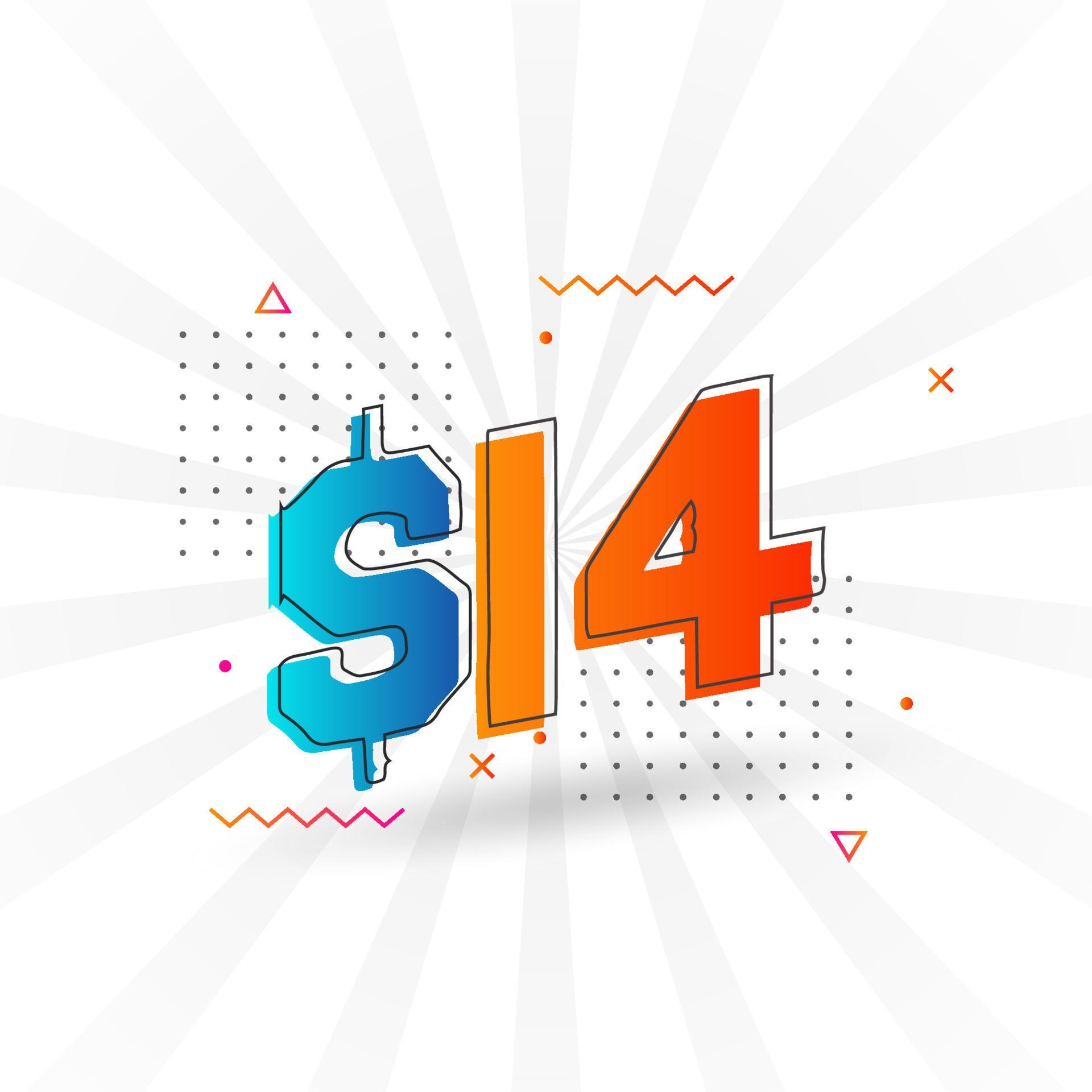 14 Dollar Currency Vector Text Symbol 14 USD United States Dollar 
