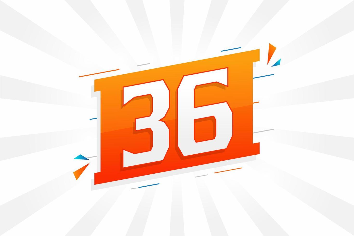 36 number vector font alphabet. Number 36 with decorative element stock vector