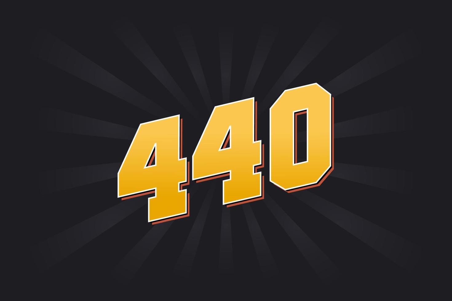 Number 440 vector font alphabet. Yellow 440 number with black background