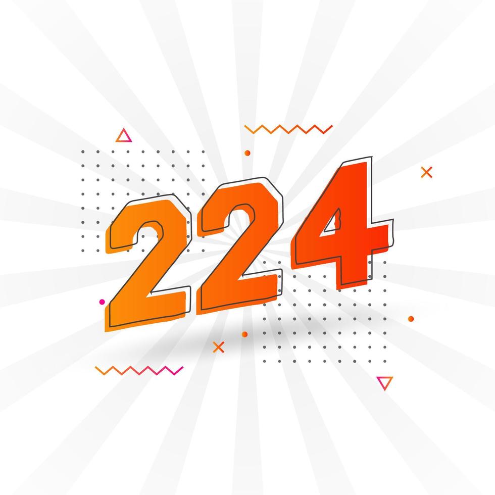 Alfabeto de fuente vectorial de 224 números. número 224 con elemento decorativo vector stock