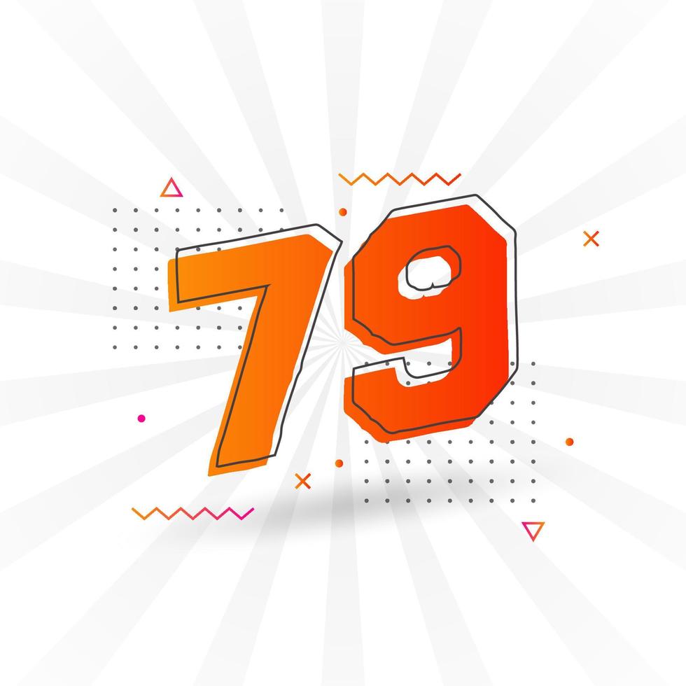 79 number vector font alphabet. Number 79 with decorative element stock vector