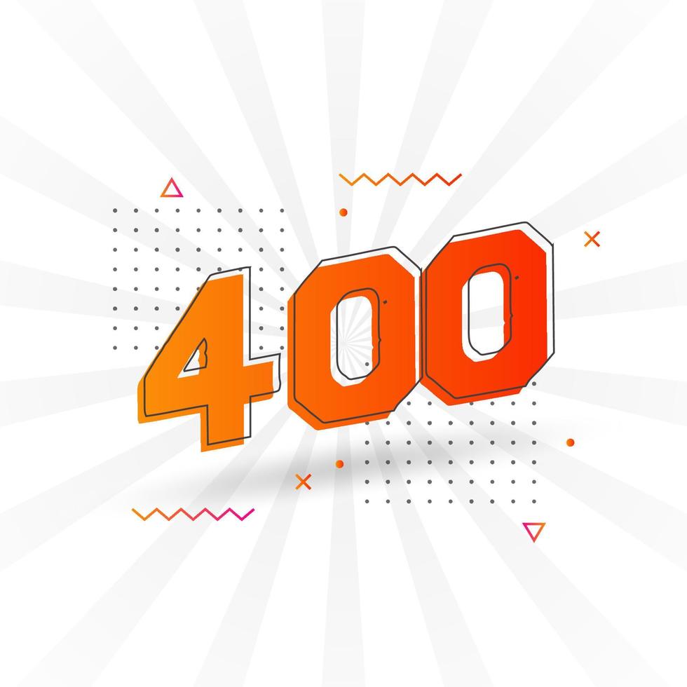 400 number vector font alphabet. Number 400 with decorative element stock vector