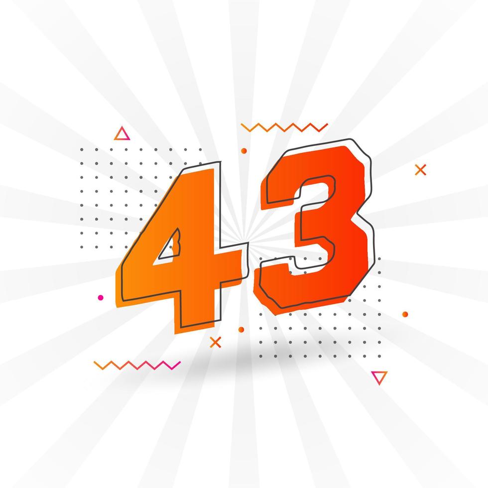 43 number vector font alphabet. Number 43 with decorative element stock vector