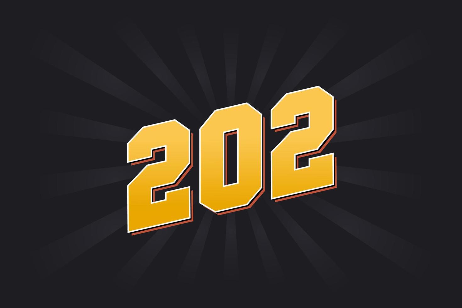 Number 202 vector font alphabet. Yellow 202 number with black background