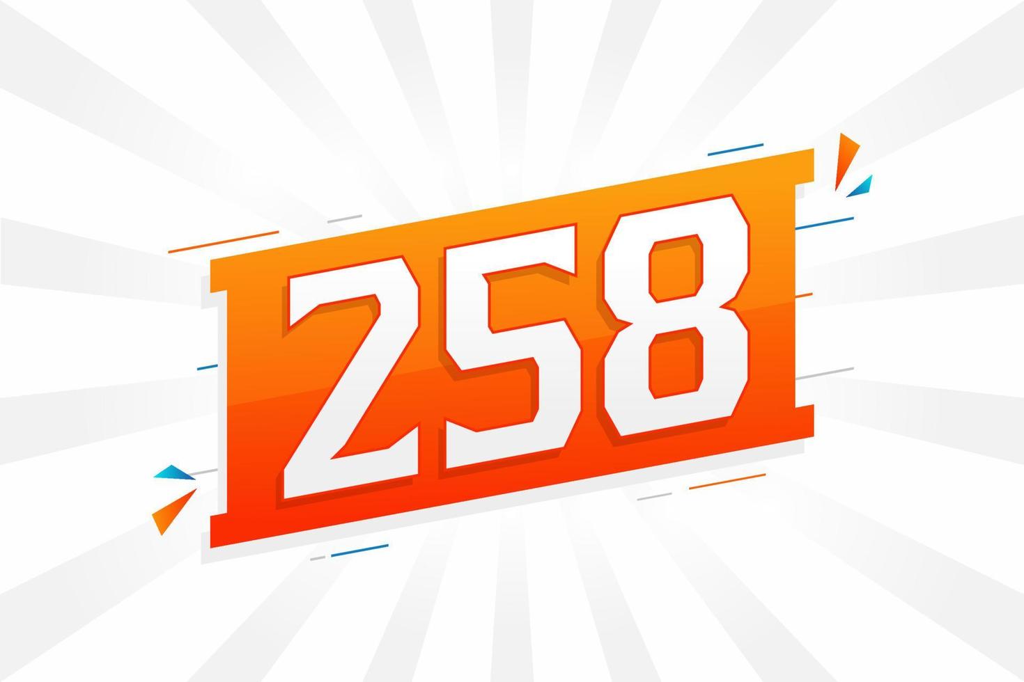 258 number vector font alphabet. Number 258 with decorative element stock vector
