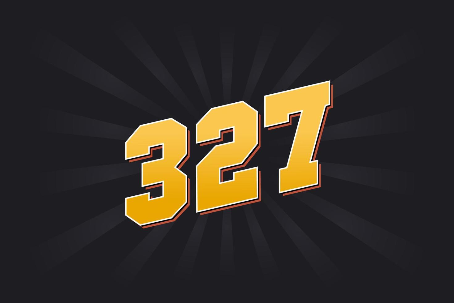 Number 327 vector font alphabet. Yellow 327 number with black background