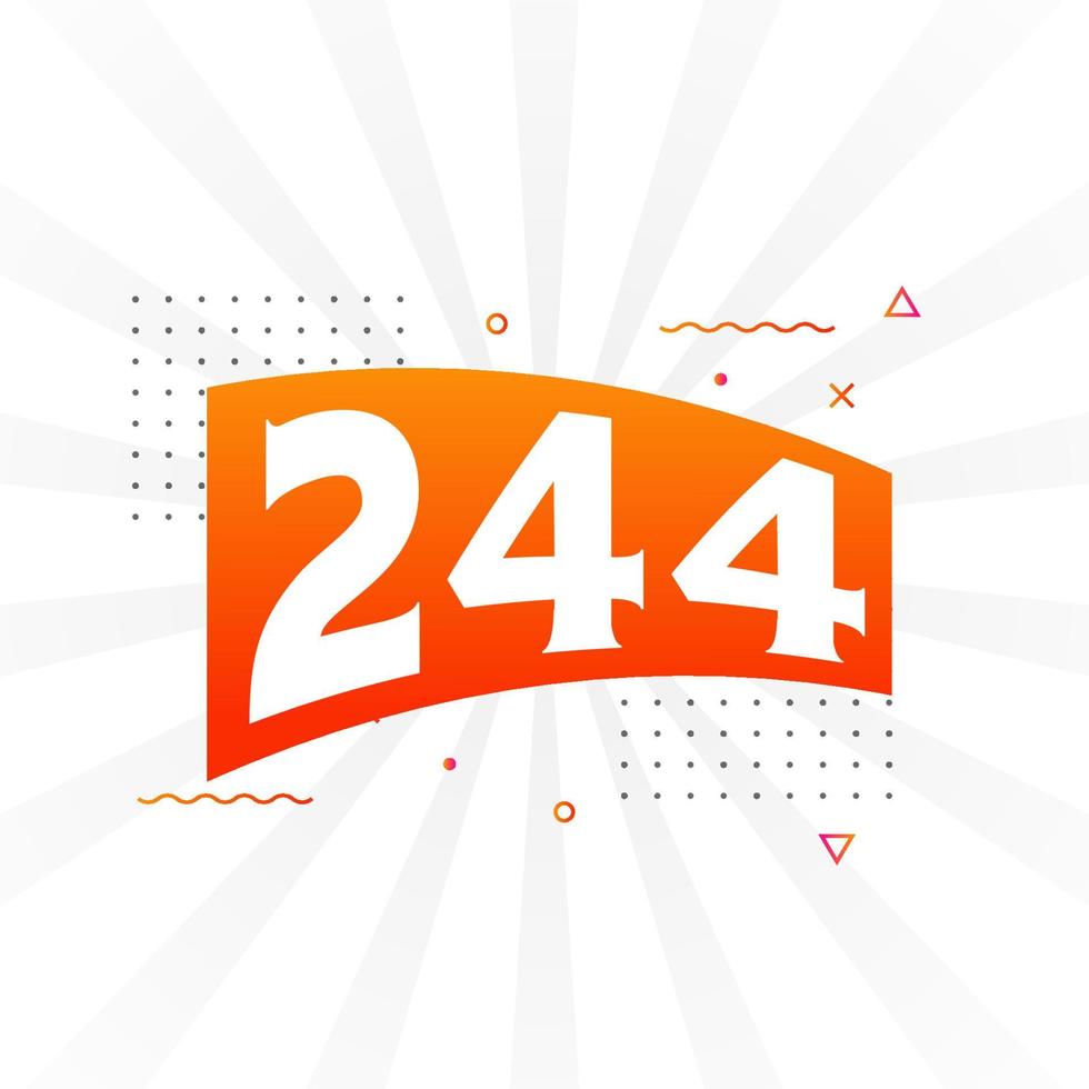 244 number vector font alphabet. Number 244 with decorative element stock vector