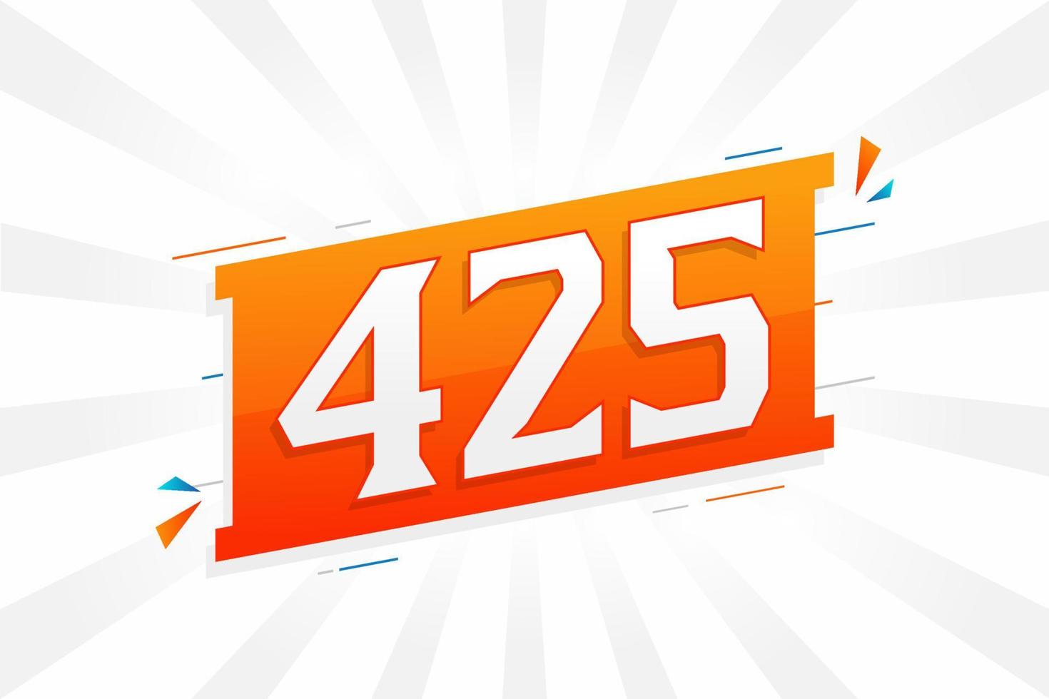 425 number vector font alphabet. Number 425 with decorative element stock vector
