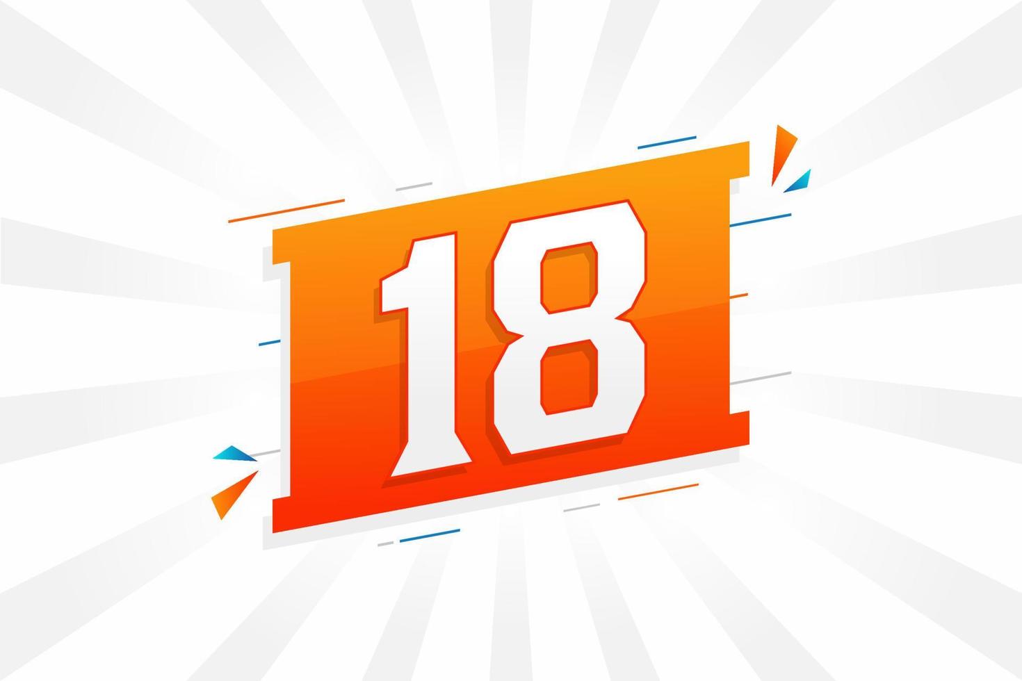 18 number vector font alphabet. Number 18 with decorative element stock vector