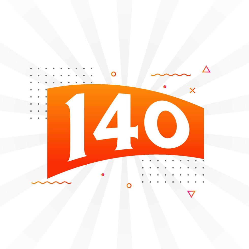 140 number vector font alphabet. Number 140 with decorative element stock vector