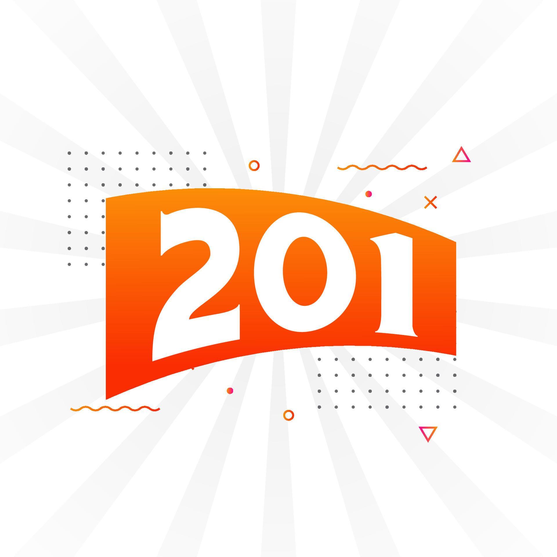 201 number vector font alphabet Number 201 with decorative element
