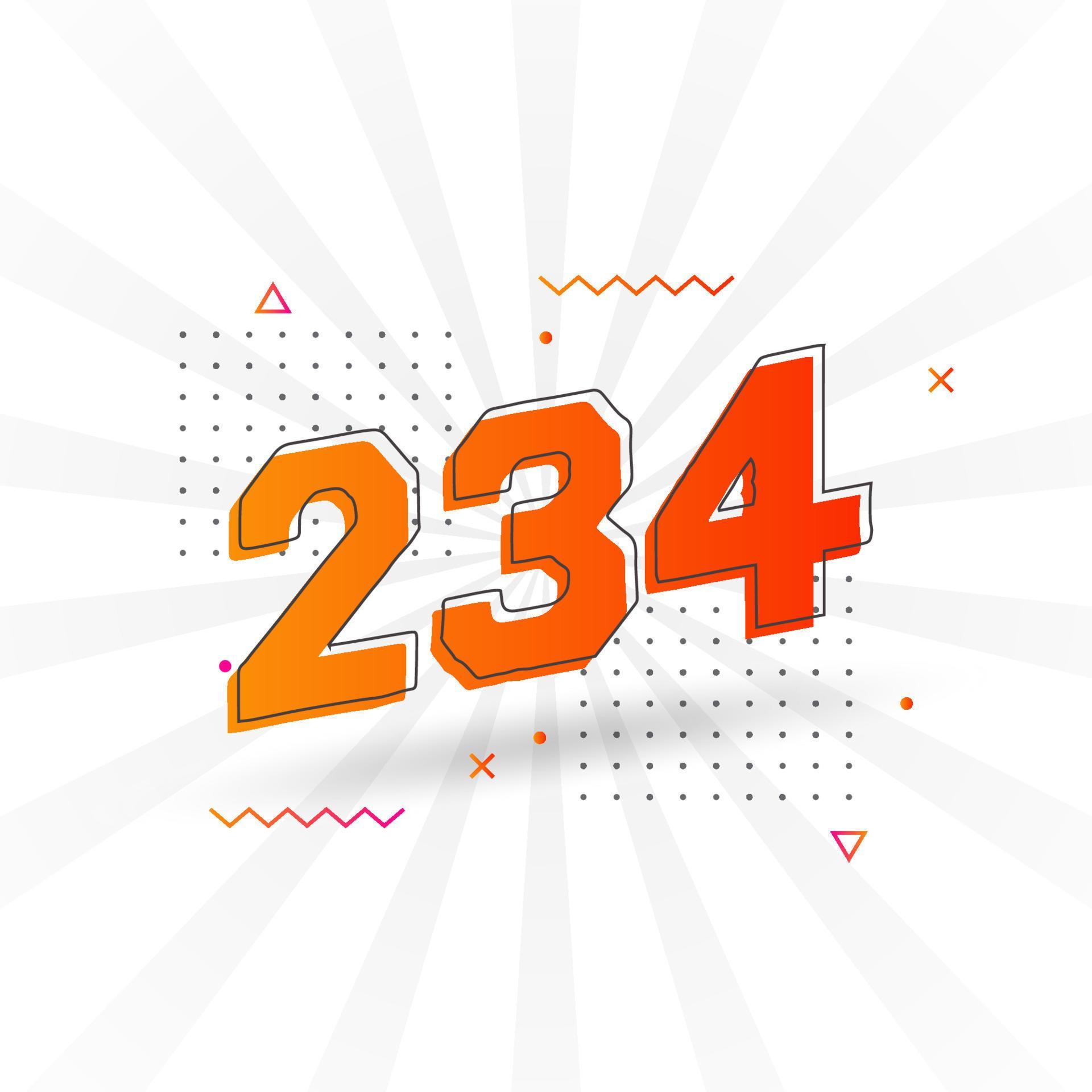 234 number vector font alphabet Number 234 with decorative element
