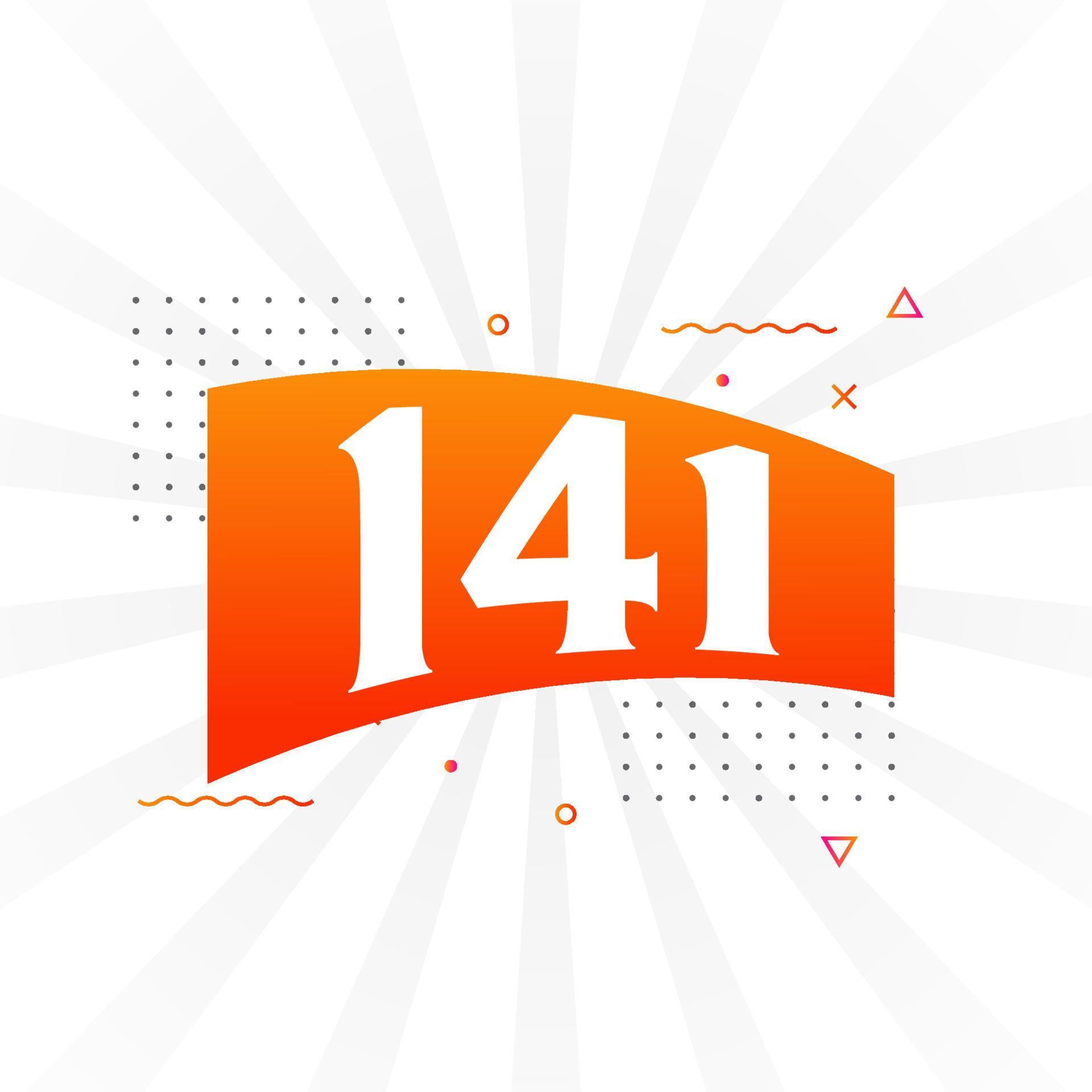 141 number vector font alphabet. Number 141 with decorative element