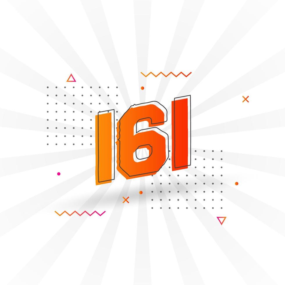 161 number vector font alphabet. Number 161 with decorative element ...
