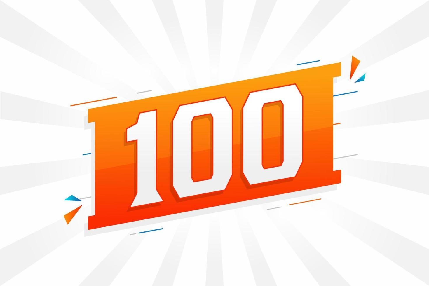 100 number vector font alphabet. Number 100 with decorative element stock vector