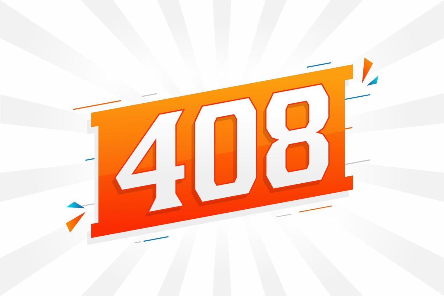 408 number vector font alphabet. Number 408 with decorative element stock vector