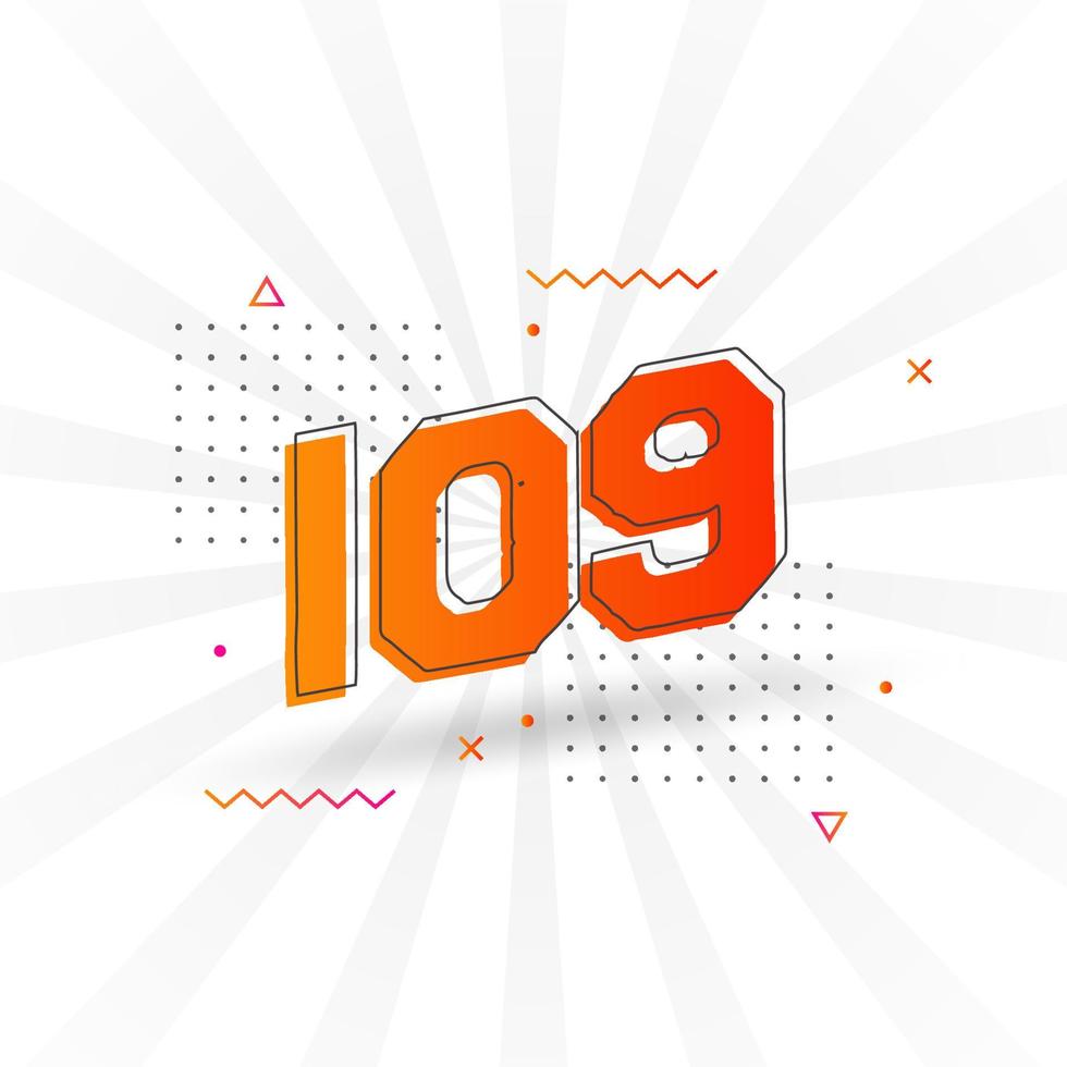 109 number vector font alphabet. Number 109 with decorative element stock vector