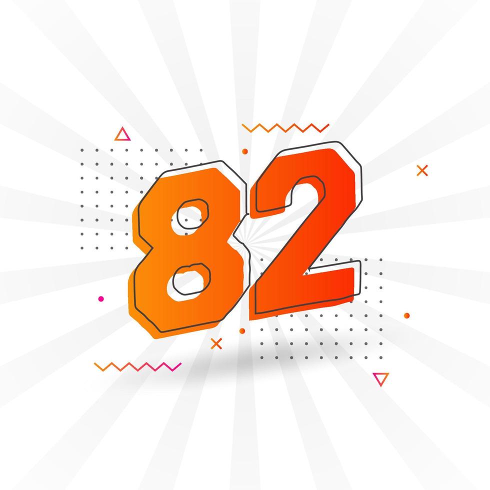 82 number vector font alphabet. Number 82 with decorative element stock vector
