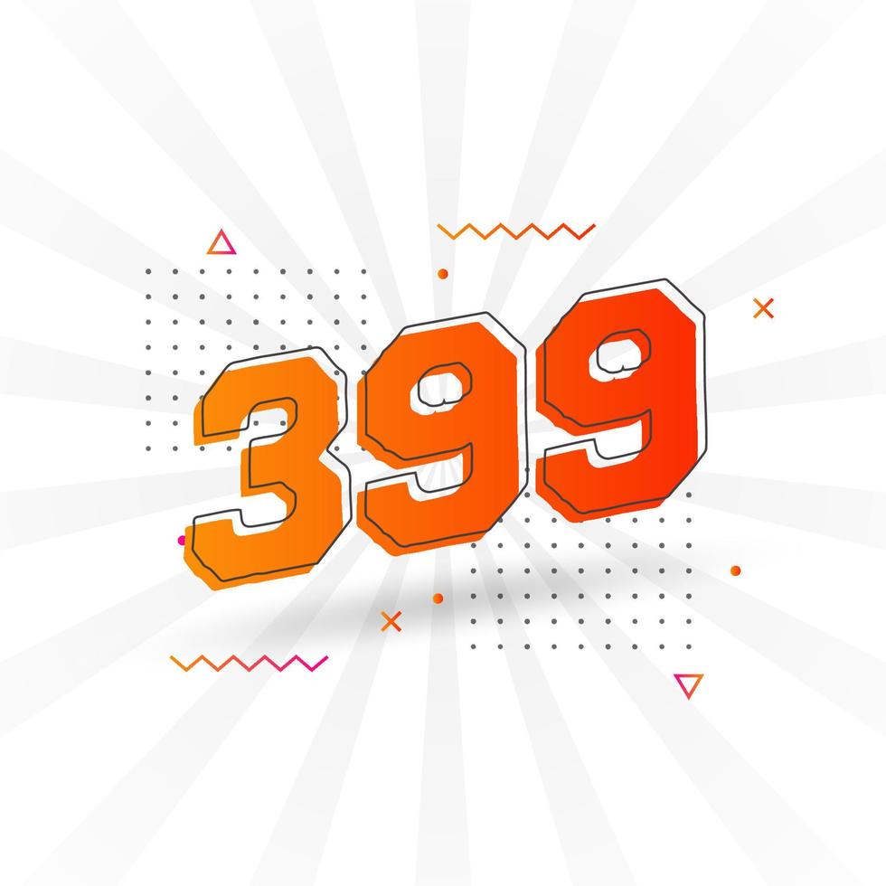 399 number vector font alphabet. Number 399 with decorative element