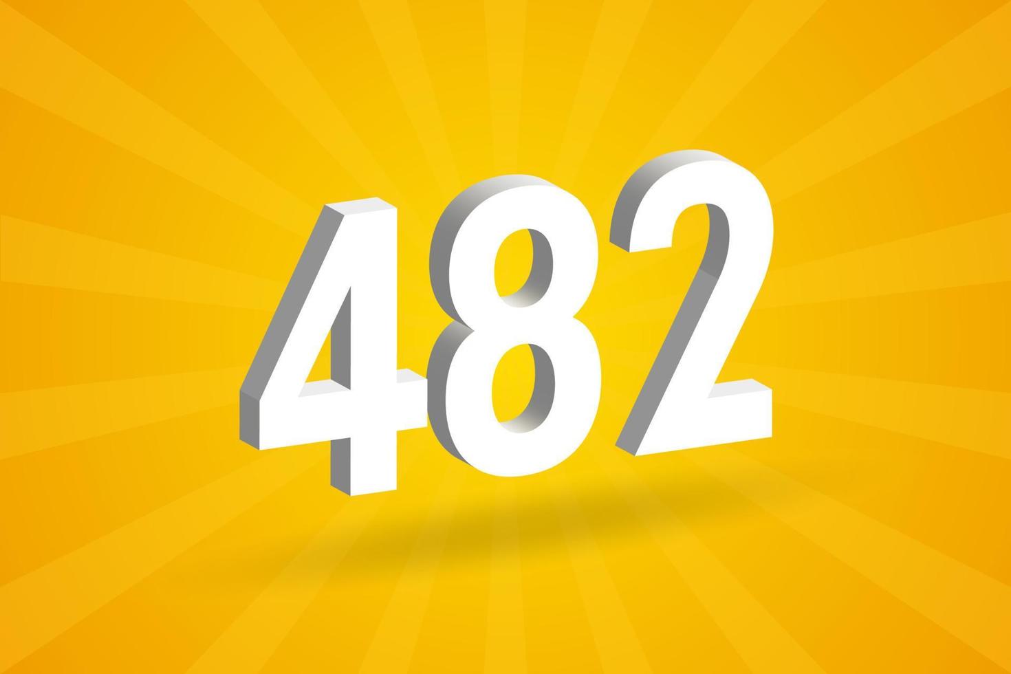 3D 482 number font alphabet. White 3D Number 482 with yellow background ...