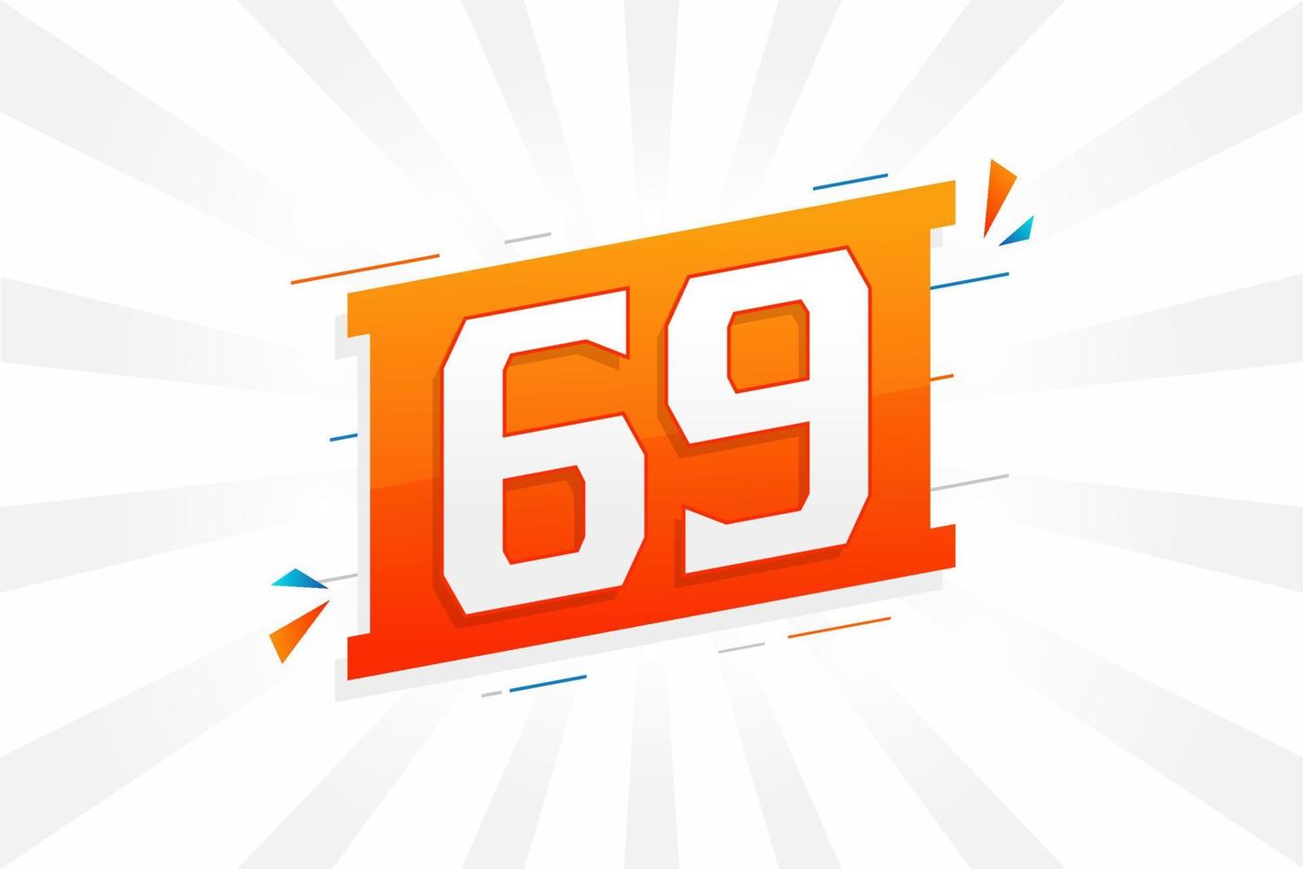 Alfabeto de fuente vectorial de 69 números. número 69 con vector de stock de elemento decorativo