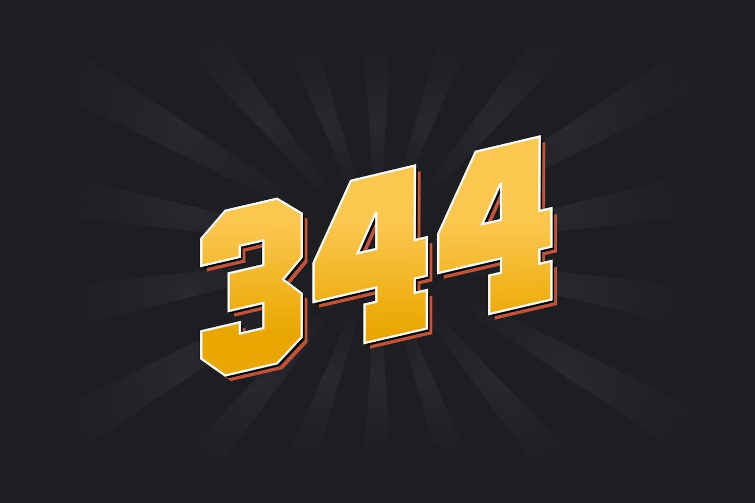 alfabeto de fuente vectorial número 344. número 344 amarillo con fondo negro vector