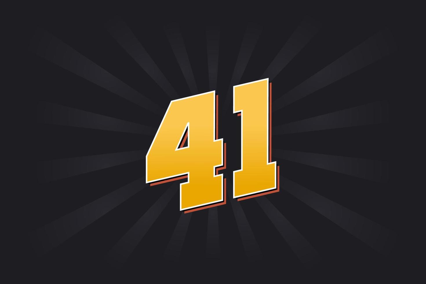 Number 41 vector font alphabet. Yellow 41 number with black background