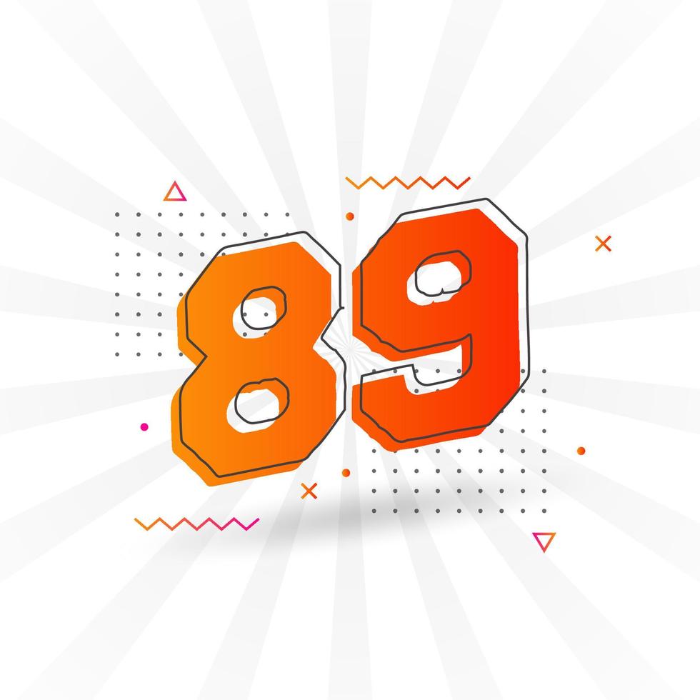 89 number vector font alphabet. Number 89 with decorative element stock vector