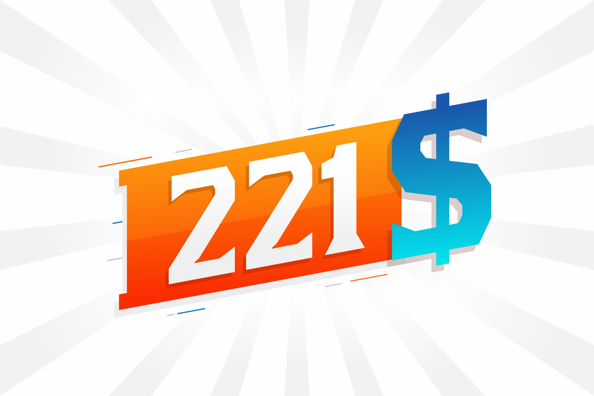 221 Dollar currency vector text symbol. 221 USD United States Dollar ...