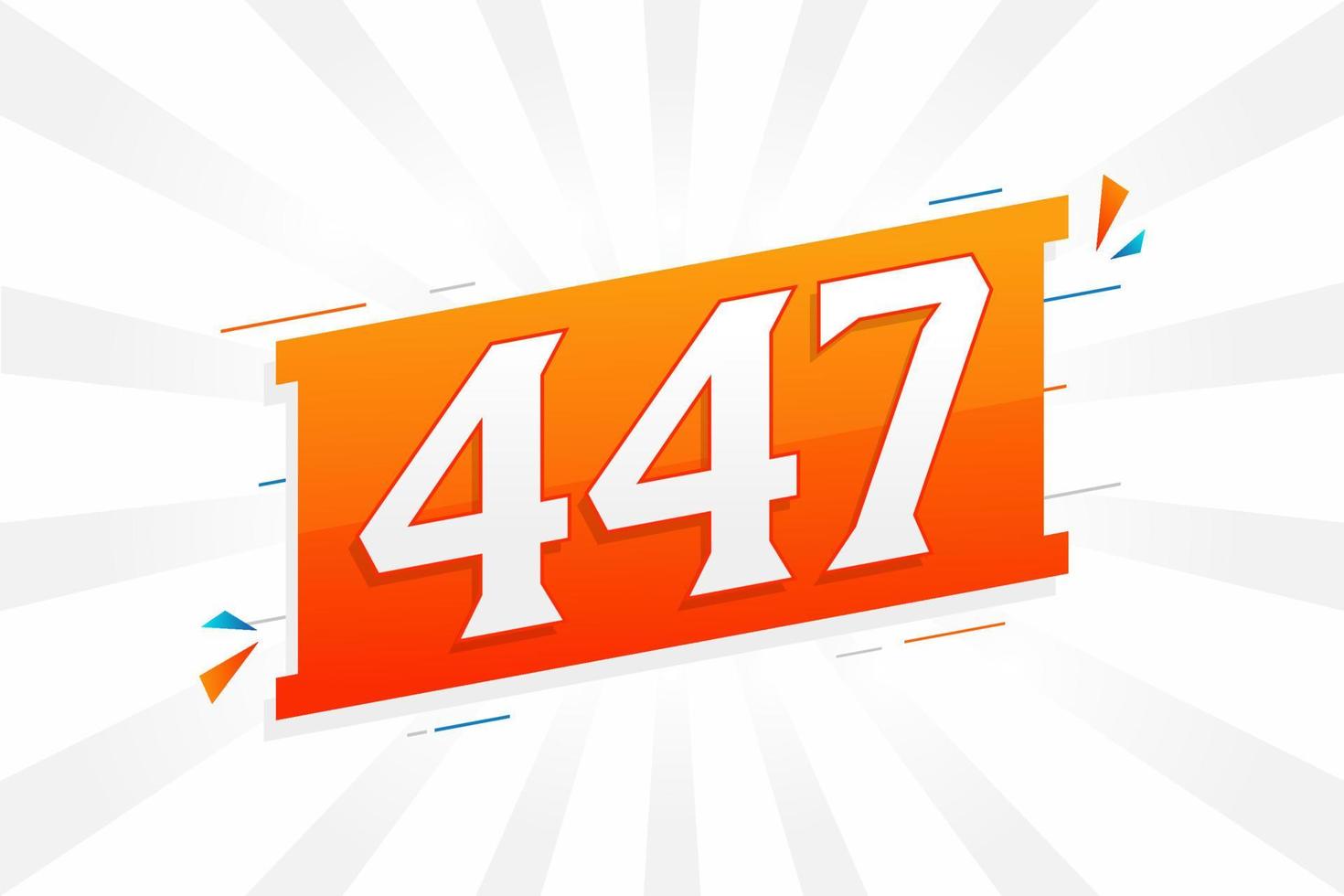 447 number vector font alphabet. Number 447 with decorative element stock vector