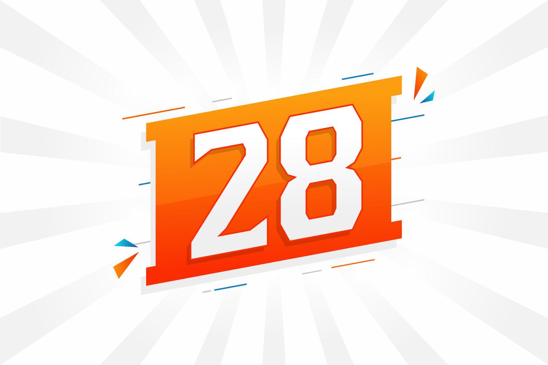 28 number vector font alphabet. Number 28 with decorative element stock ...