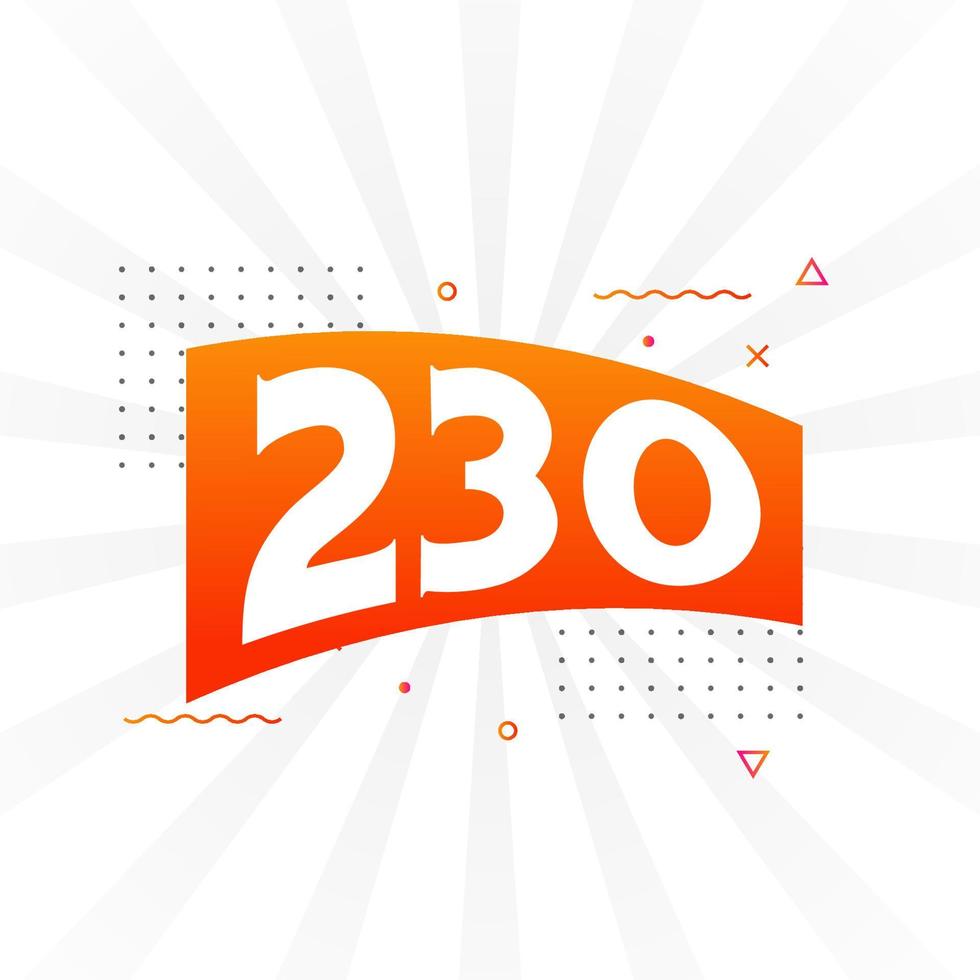 230 number vector font alphabet. Number 230 with decorative element stock vector