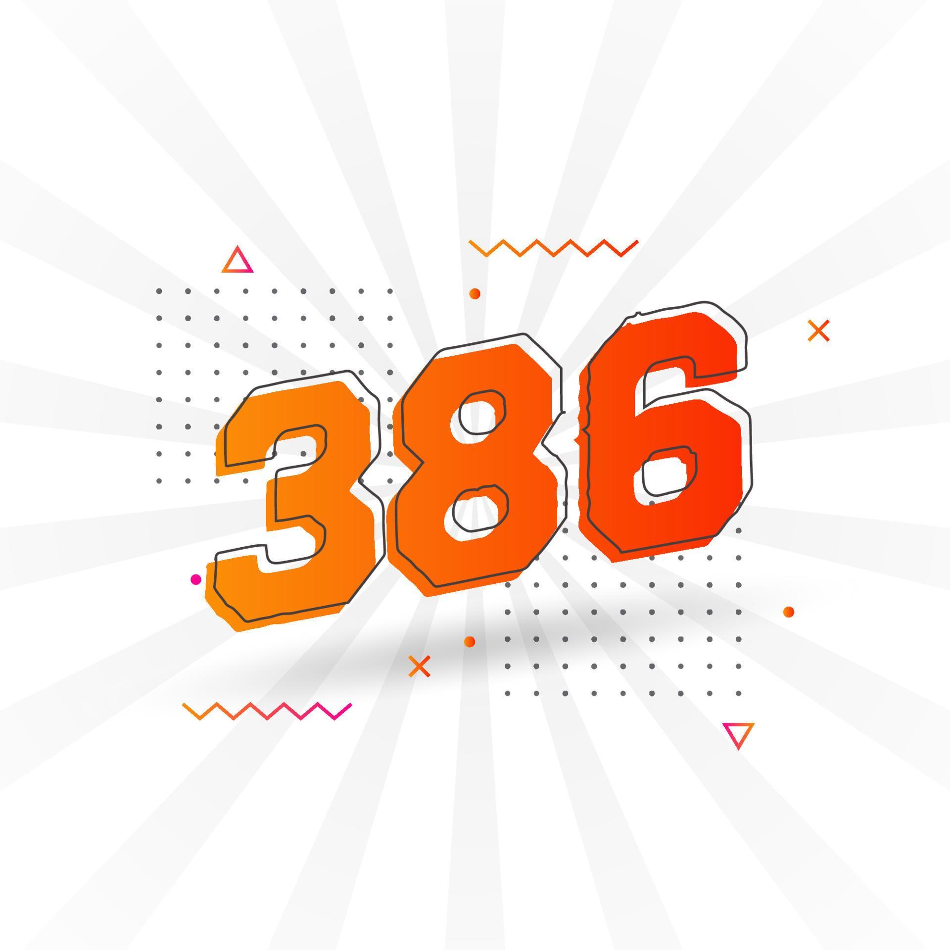 386 number vector font alphabet. Number 386 with decorative element ...