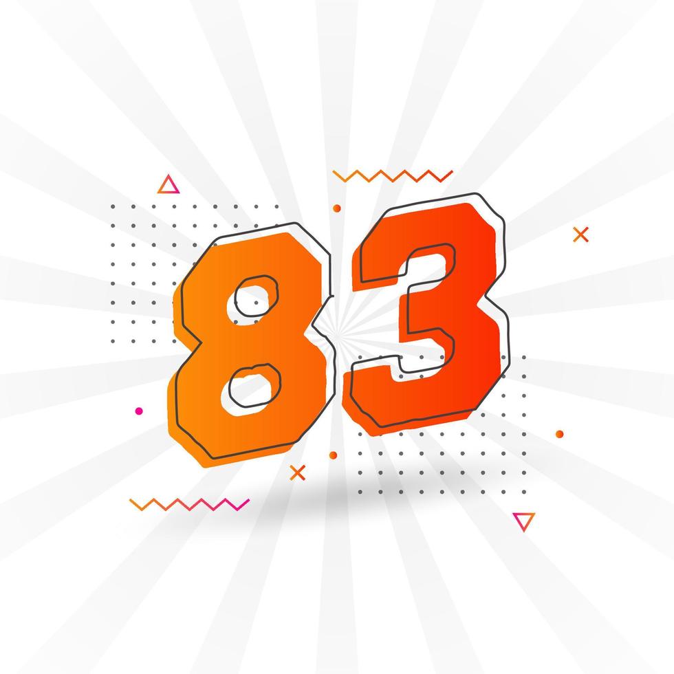 Alfabeto de fuente vectorial de 83 números. número 83 con vector de stock de elemento decorativo