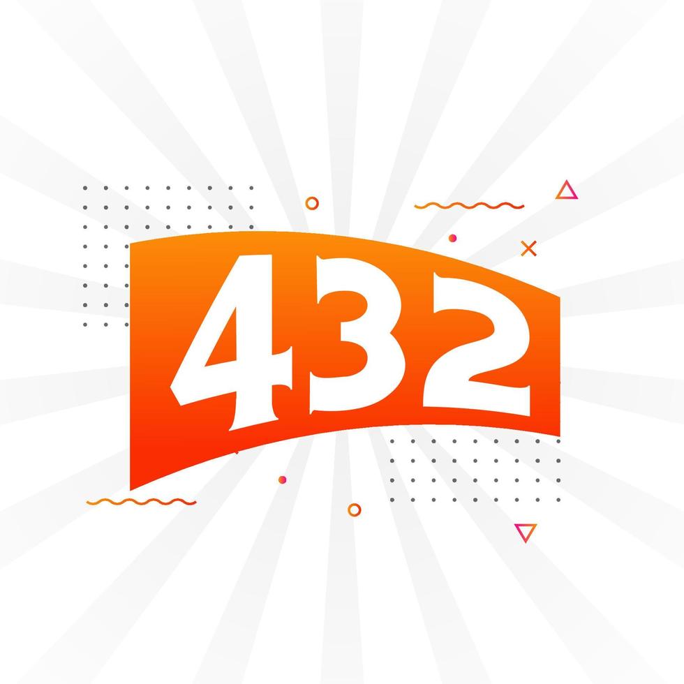 432 number vector font alphabet. Number 432 with decorative element stock vector