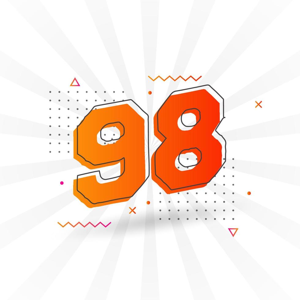 Alfabeto de fuente vectorial de 98 números. número 98 con vector de stock de elemento decorativo