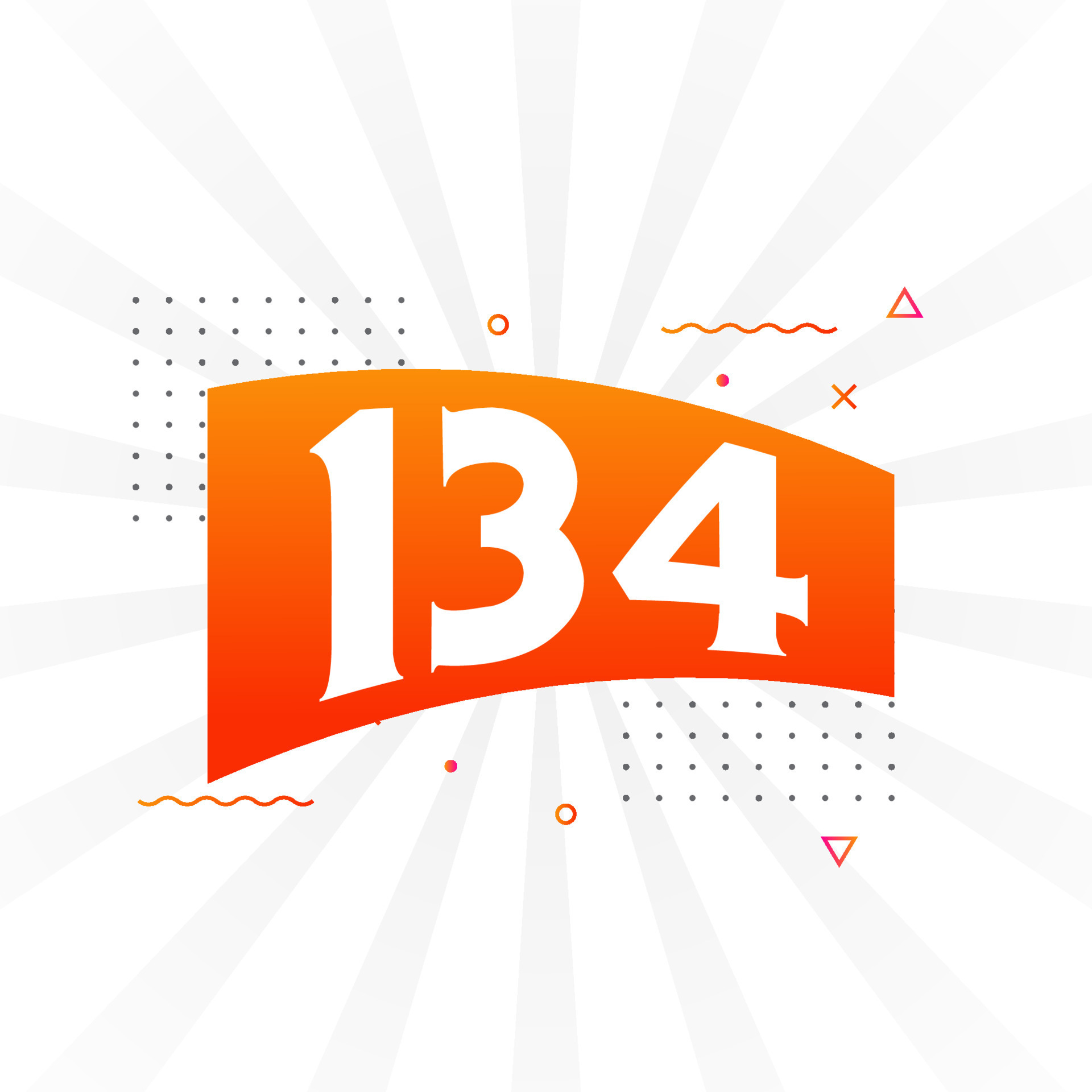 134 number vector font alphabet. Number 134 with decorative element ...